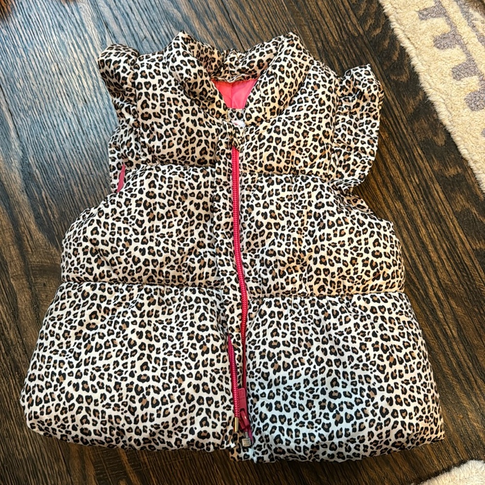 EUC gap kids leopard puffy vest